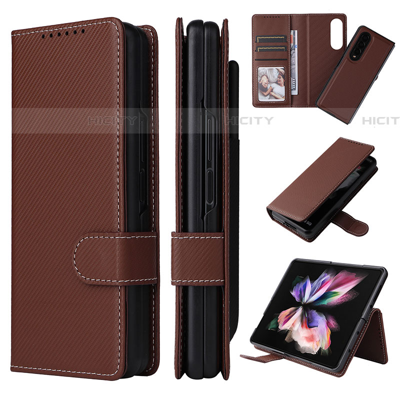 Coque Portefeuille Livre Cuir Etui Clapet L17Z pour Samsung Galaxy Z Fold4 5G Marron Plus