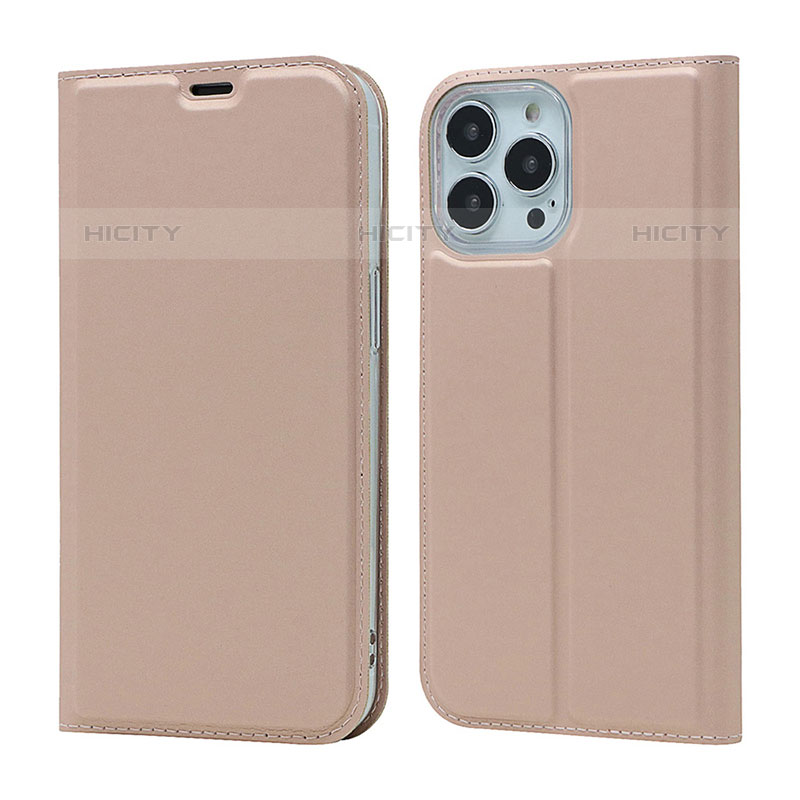 Coque Portefeuille Livre Cuir Etui Clapet L18 pour Apple iPhone 15 Pro Or Rose Plus