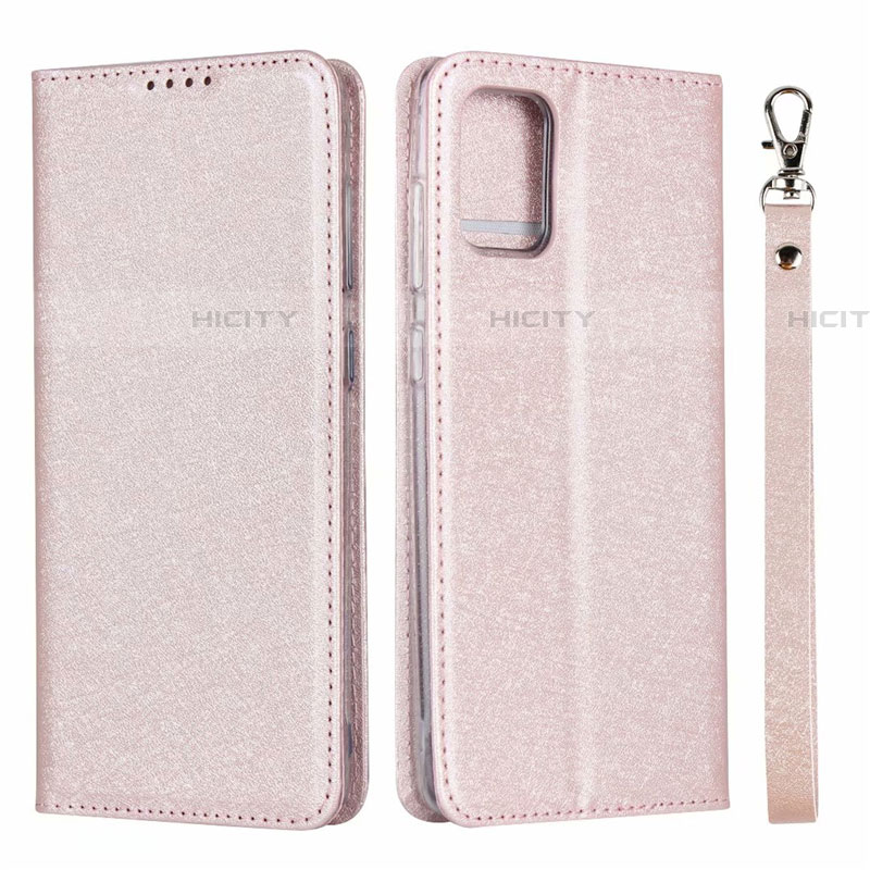 Coque Portefeuille Livre Cuir Etui Clapet L18 pour Samsung Galaxy A51 5G Or Rose Plus