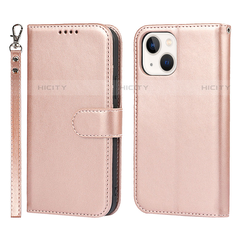 Coque Portefeuille Livre Cuir Etui Clapet L19 pour Apple iPhone 13 Or Rose Plus