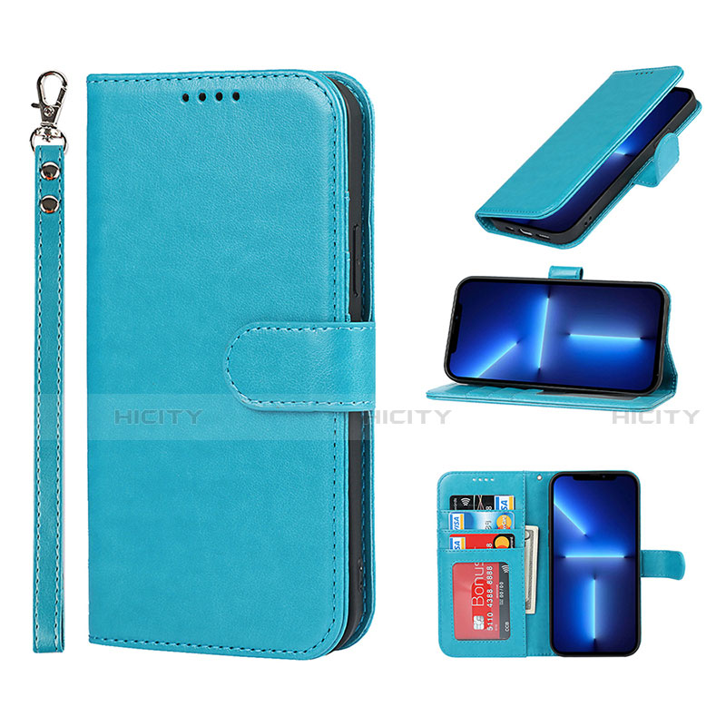 Coque Portefeuille Livre Cuir Etui Clapet L19 pour Apple iPhone 13 Pro Bleu Ciel Plus