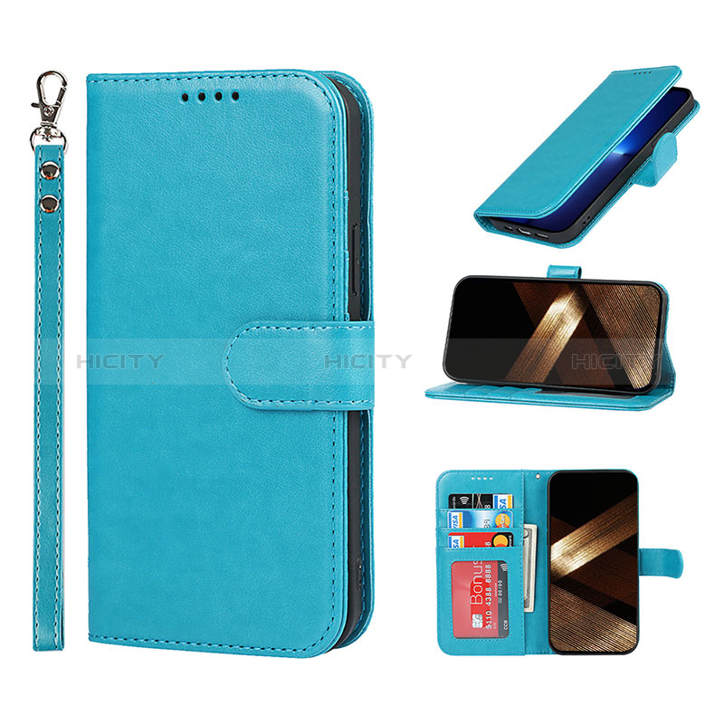 Coque Portefeuille Livre Cuir Etui Clapet L19 pour Apple iPhone 14 Pro Bleu Ciel Plus