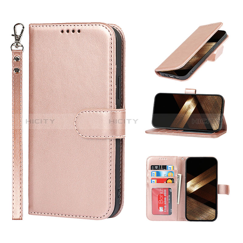 Coque Portefeuille Livre Cuir Etui Clapet L19 pour Apple iPhone 14 Pro Max Or Rose Plus