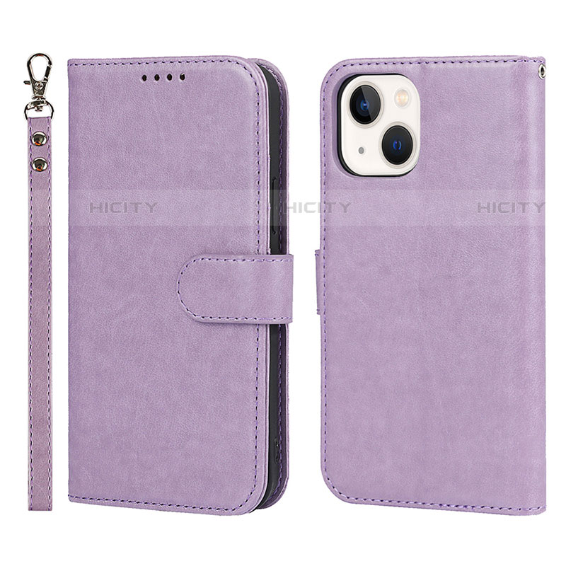 Coque Portefeuille Livre Cuir Etui Clapet L19 pour Apple iPhone 14 Violet Clair Plus