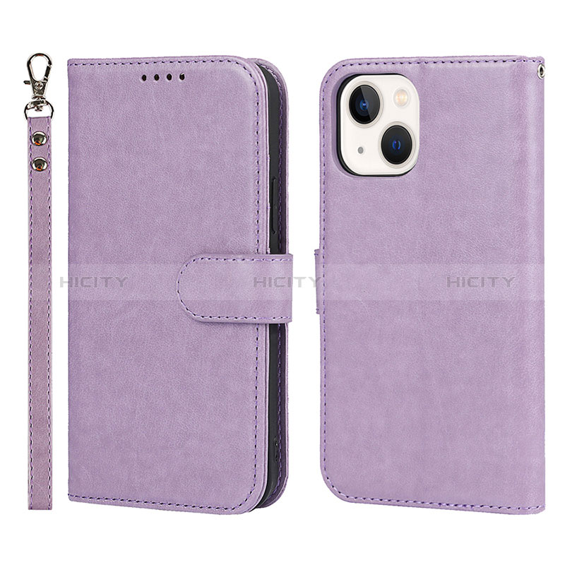 Coque Portefeuille Livre Cuir Etui Clapet L19 pour Apple iPhone 15 Plus Violet Clair Plus