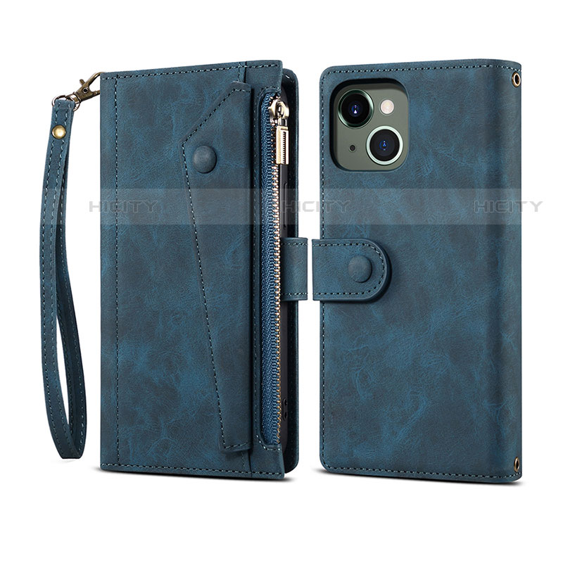 Coque Portefeuille Livre Cuir Etui Clapet L20 pour Apple iPhone 13 Bleu Plus