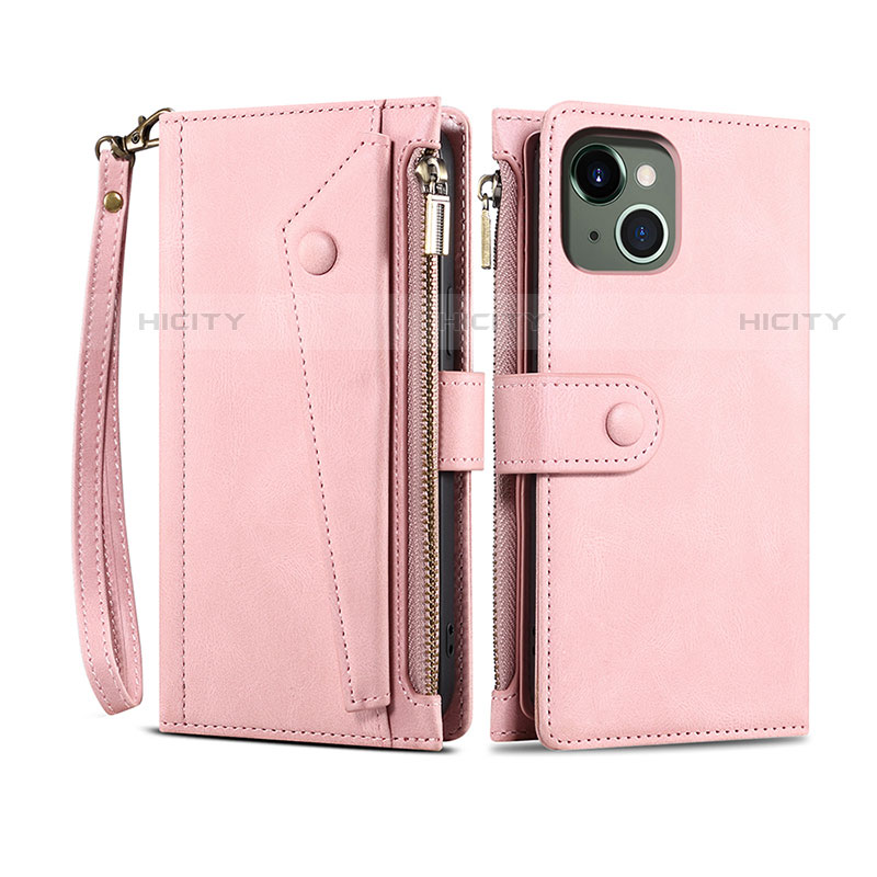 Coque Portefeuille Livre Cuir Etui Clapet L20 pour Apple iPhone 13 Mini Or Rose Plus