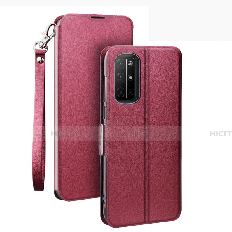 Coque Portefeuille Livre Cuir Etui Clapet L22 pour Huawei Honor 30S Vin Rouge Plus