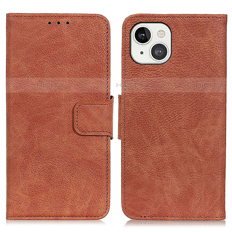 Coque Portefeuille Livre Cuir Etui Clapet L27 pour Apple iPhone 14 Plus Marron Plus