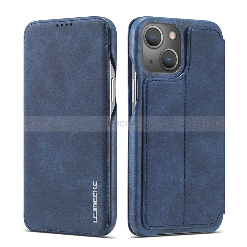 Coque Portefeuille Livre Cuir Etui Clapet LC1 pour Apple iPhone 13 Bleu Plus