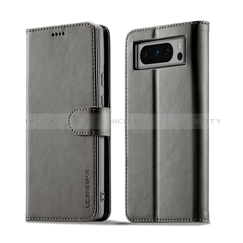 Coque Portefeuille Livre Cuir Etui Clapet LC1 pour Google Pixel 8 Pro 5G Gris Plus