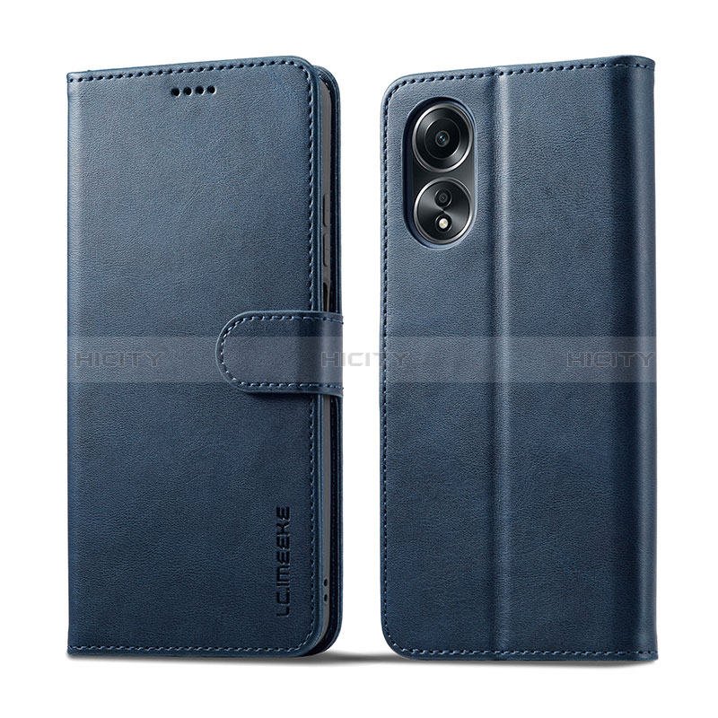 Coque Portefeuille Livre Cuir Etui Clapet LC1 pour Oppo A78 4G Bleu Plus