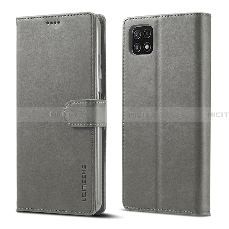 Coque Portefeuille Livre Cuir Etui Clapet LC1 pour Samsung Galaxy A22 5G Gris Plus