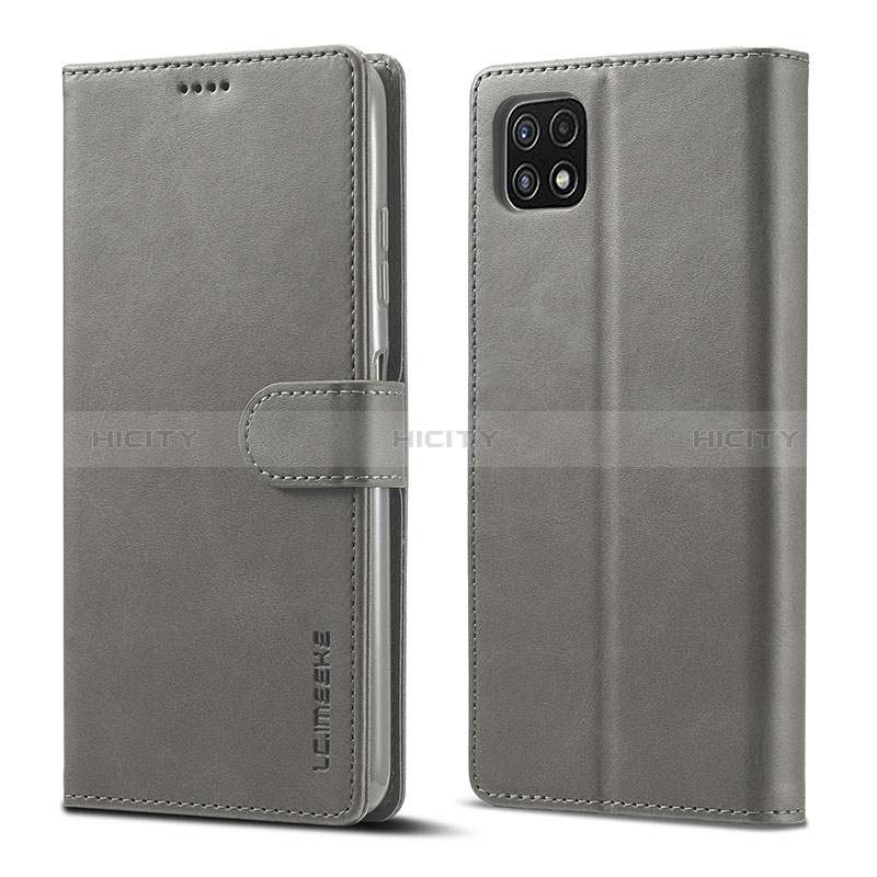 Coque Portefeuille Livre Cuir Etui Clapet LC1 pour Samsung Galaxy A22s 5G Gris Plus