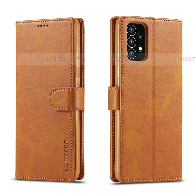 Coque Portefeuille Livre Cuir Etui Clapet LC1 pour Samsung Galaxy A53 5G Brun Clair Plus