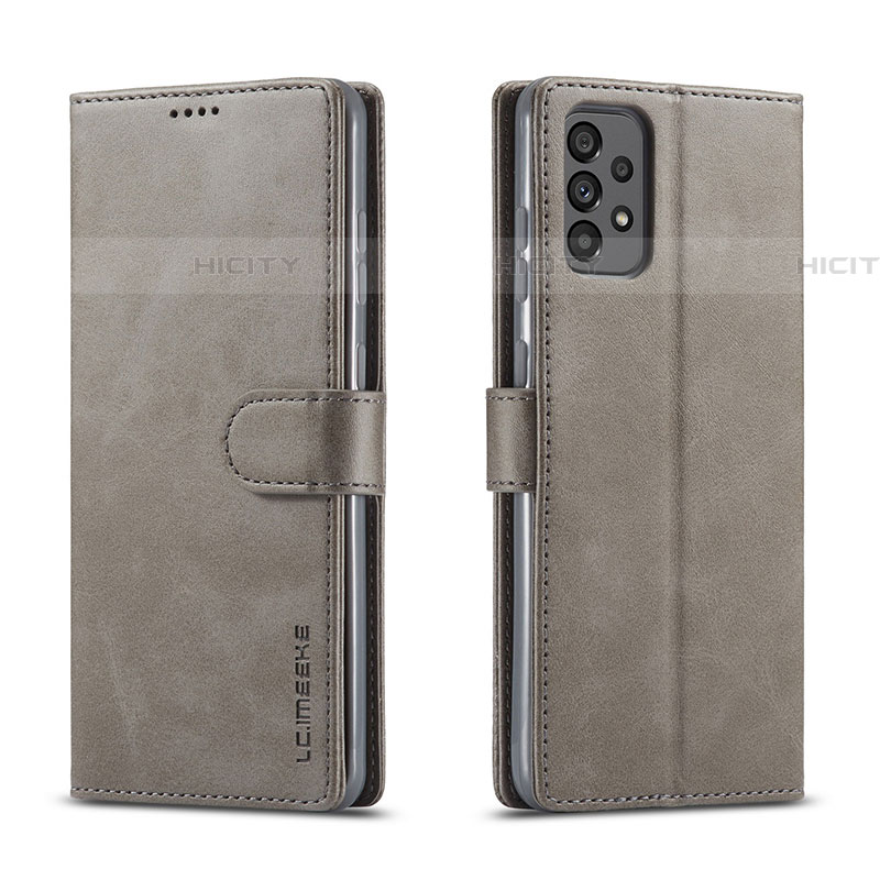 Coque Portefeuille Livre Cuir Etui Clapet LC1 pour Samsung Galaxy A73 5G Gris Plus