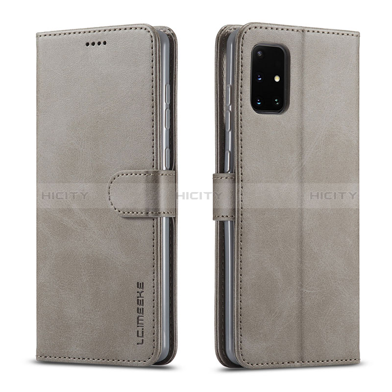 Coque Portefeuille Livre Cuir Etui Clapet LC1 pour Samsung Galaxy M51 Gris Plus