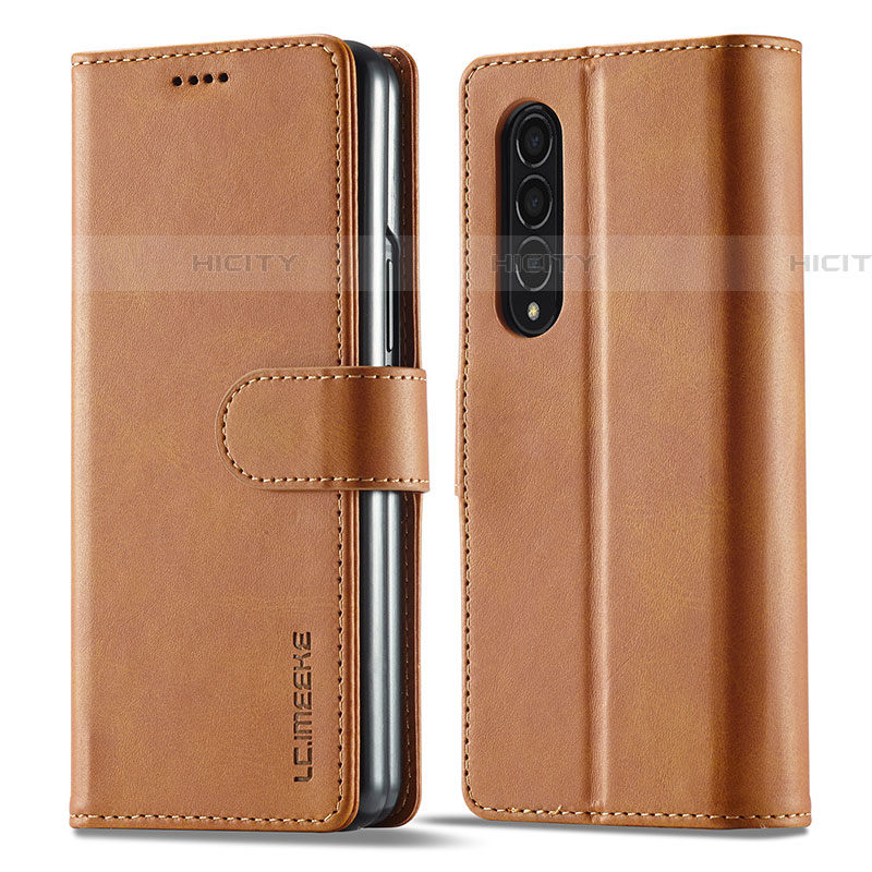 Coque Portefeuille Livre Cuir Etui Clapet LC1 pour Samsung Galaxy Z Fold4 5G Brun Clair Plus