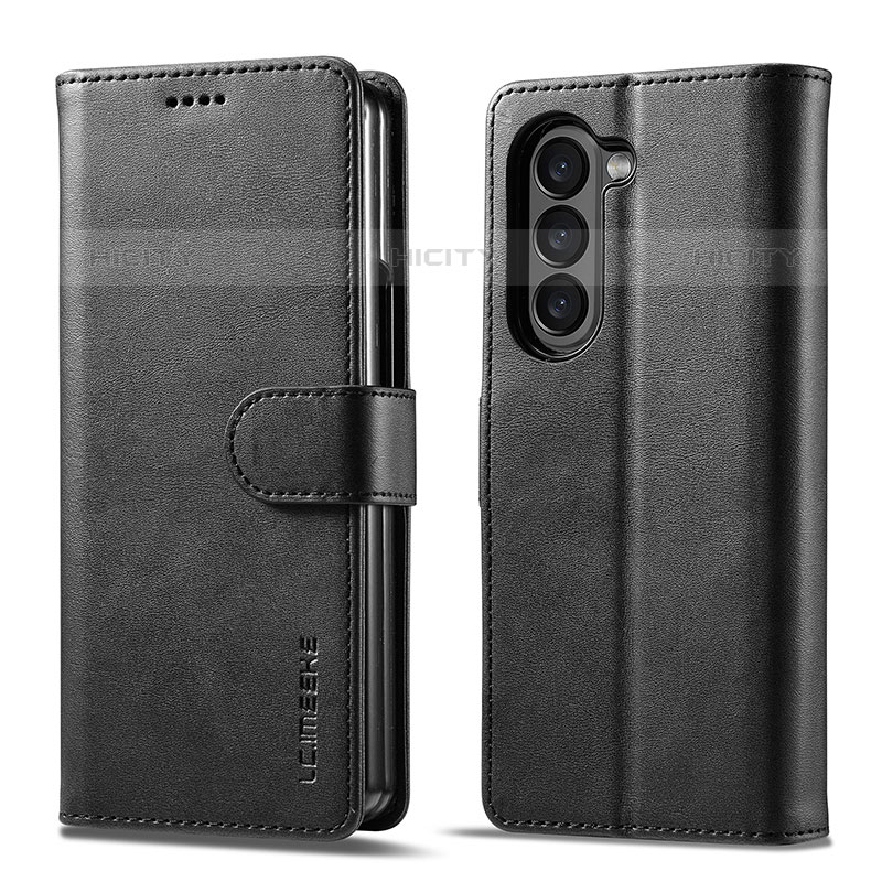 Coque Portefeuille Livre Cuir Etui Clapet LC1 pour Samsung Galaxy Z Fold5 5G Noir Plus