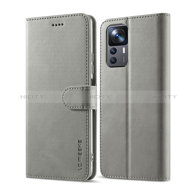 Coque Portefeuille Livre Cuir Etui Clapet LC1 pour Xiaomi Mi 12T 5G Gris Plus