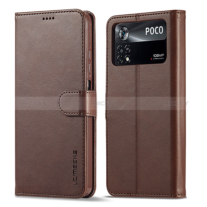 Coque Portefeuille Livre Cuir Etui Clapet LC1 pour Xiaomi Poco M4 Pro 4G Marron Plus