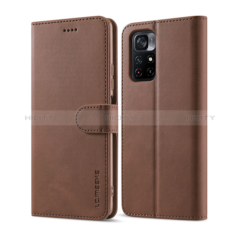 Coque Portefeuille Livre Cuir Etui Clapet LC1 pour Xiaomi Poco M4 Pro 5G Marron Plus