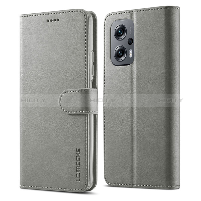 Coque Portefeuille Livre Cuir Etui Clapet LC1 pour Xiaomi Poco X4 GT 5G Gris Plus