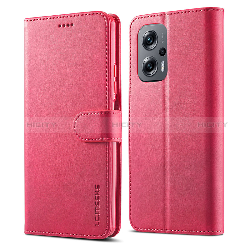 Coque Portefeuille Livre Cuir Etui Clapet LC1 pour Xiaomi Poco X4 GT 5G Rose Rouge Plus