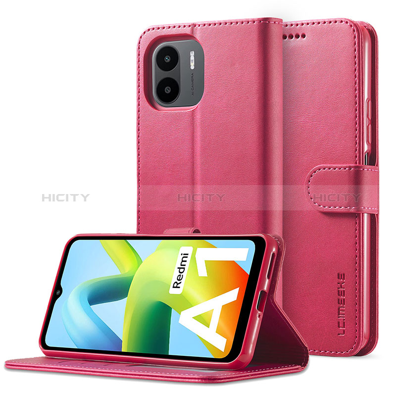 Coque Portefeuille Livre Cuir Etui Clapet LC2 pour Xiaomi Poco C51 Rose Rouge Plus