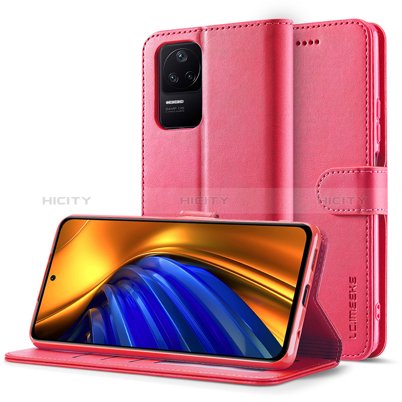 Coque Portefeuille Livre Cuir Etui Clapet LC2 pour Xiaomi Poco F4 5G Rose Rouge Plus