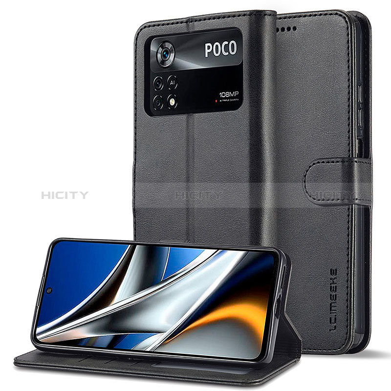 Coque Portefeuille Livre Cuir Etui Clapet LC2 pour Xiaomi Poco M4 Pro 4G Noir Plus