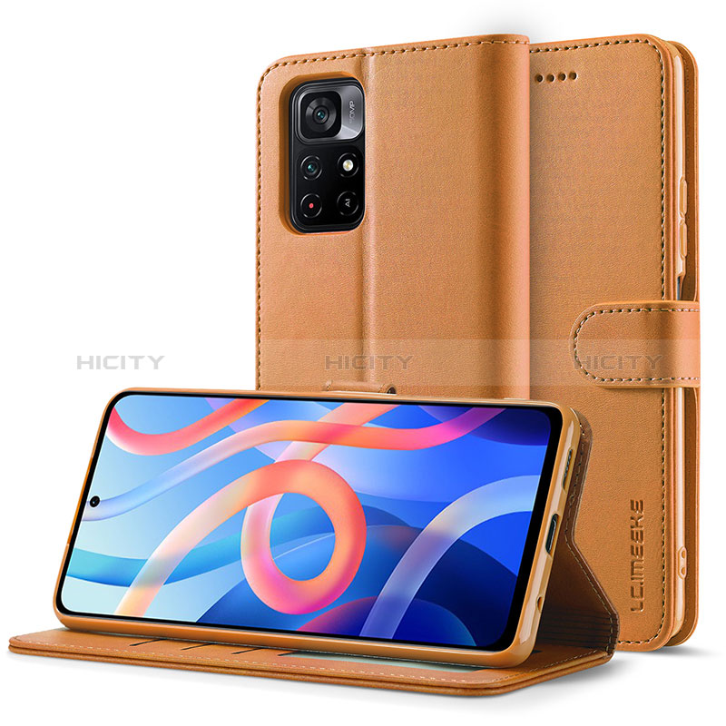 Coque Portefeuille Livre Cuir Etui Clapet LC2 pour Xiaomi Poco M4 Pro 5G Brun Clair Plus