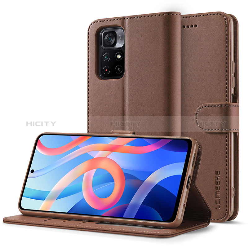 Coque Portefeuille Livre Cuir Etui Clapet LC2 pour Xiaomi Poco M4 Pro 5G Marron Plus