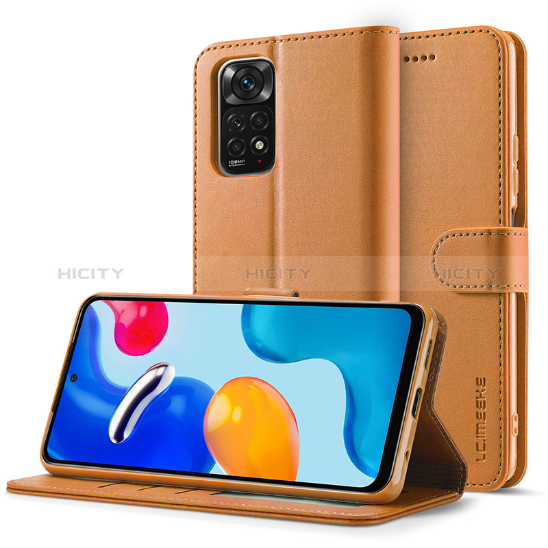 Coque Portefeuille Livre Cuir Etui Clapet LC2 pour Xiaomi Redmi Note 11 Pro 4G Brun Clair Plus