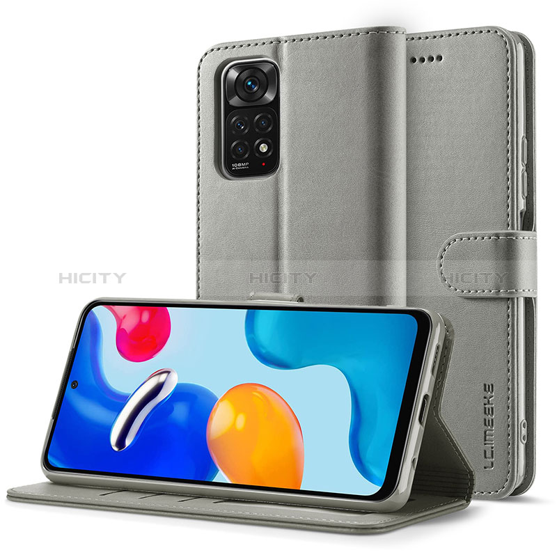 Coque Portefeuille Livre Cuir Etui Clapet LC2 pour Xiaomi Redmi Note 11 Pro 4G Gris Plus