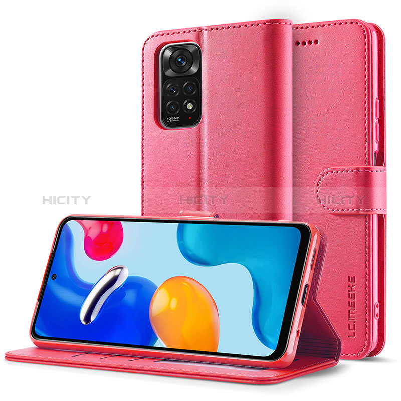 Coque Portefeuille Livre Cuir Etui Clapet LC2 pour Xiaomi Redmi Note 11 Pro 5G Rose Rouge Plus