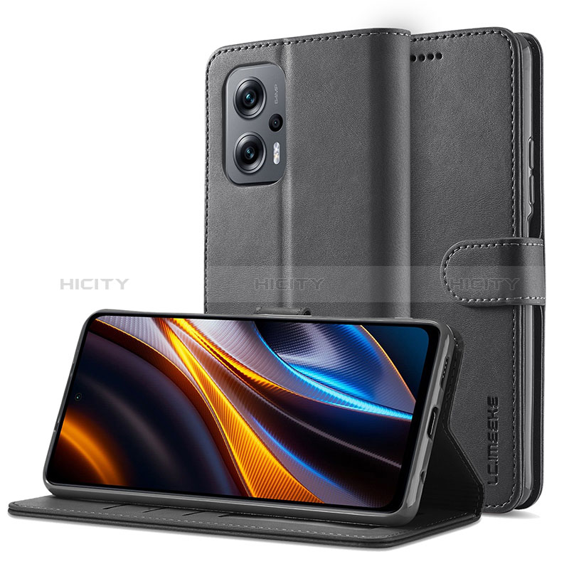 Coque Portefeuille Livre Cuir Etui Clapet LC2 pour Xiaomi Redmi Note 11T Pro+ Plus 5G Noir Plus