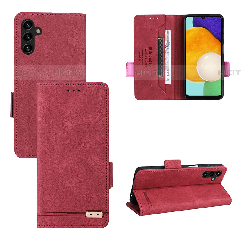 Coque Portefeuille Livre Cuir Etui Clapet LZ3 pour Samsung Galaxy A04s Rouge Plus