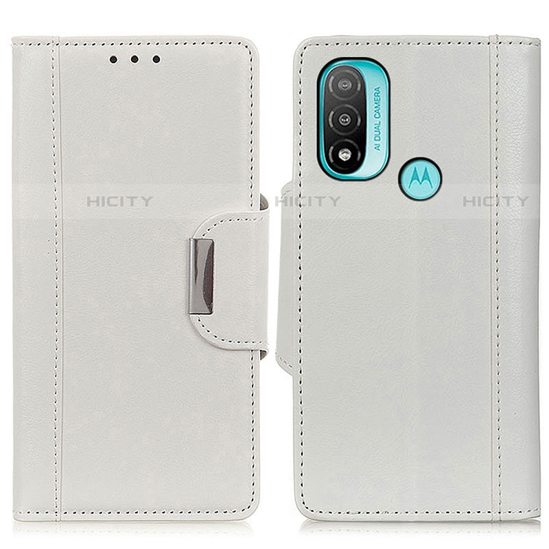 Coque Portefeuille Livre Cuir Etui Clapet M01L pour Motorola Moto E20 Blanc Plus