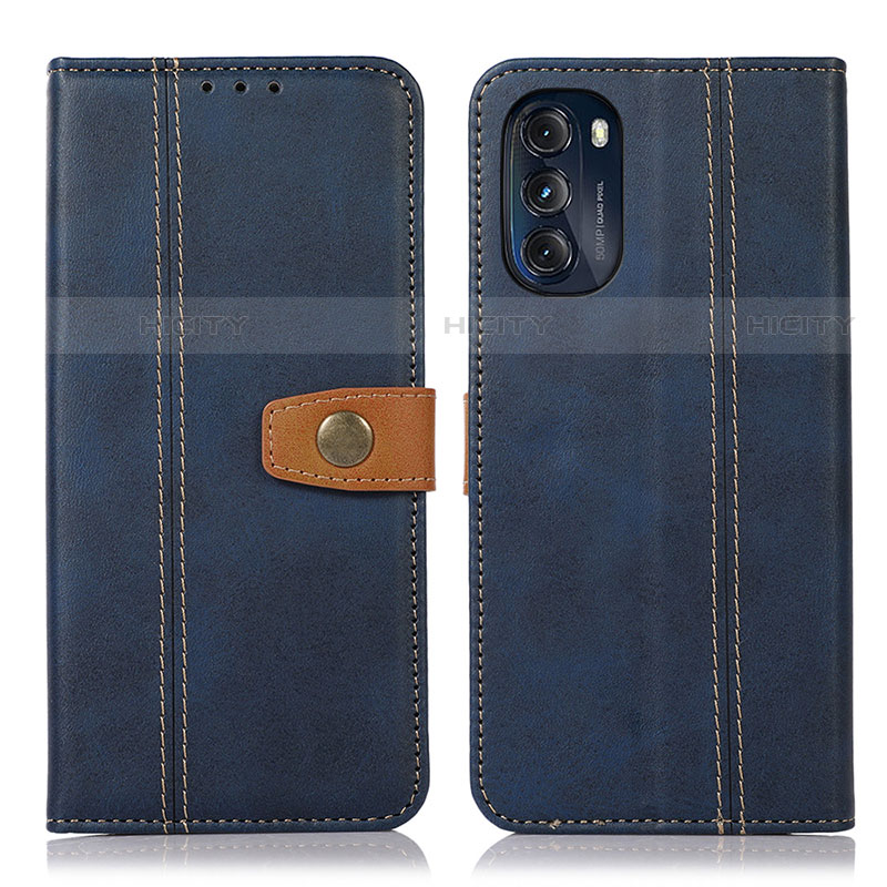 Coque Portefeuille Livre Cuir Etui Clapet M01L pour Motorola Moto G 5G (2022) Bleu Plus