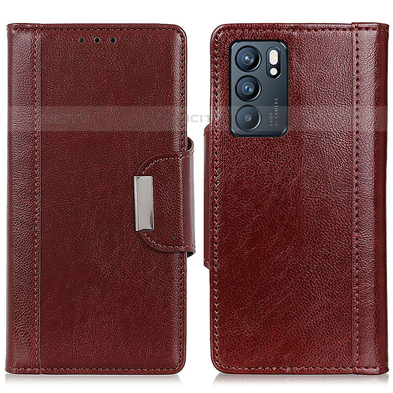 Coque Portefeuille Livre Cuir Etui Clapet M01L pour Oppo Reno6 5G Marron Plus