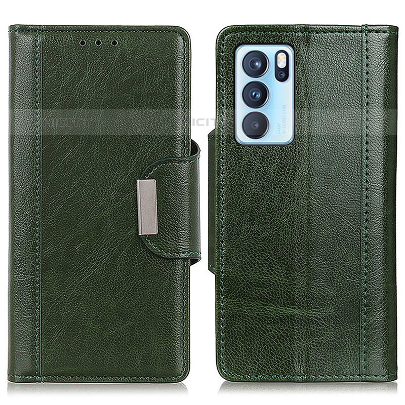 Coque Portefeuille Livre Cuir Etui Clapet M01L pour Oppo Reno6 Pro 5G India Vert Plus