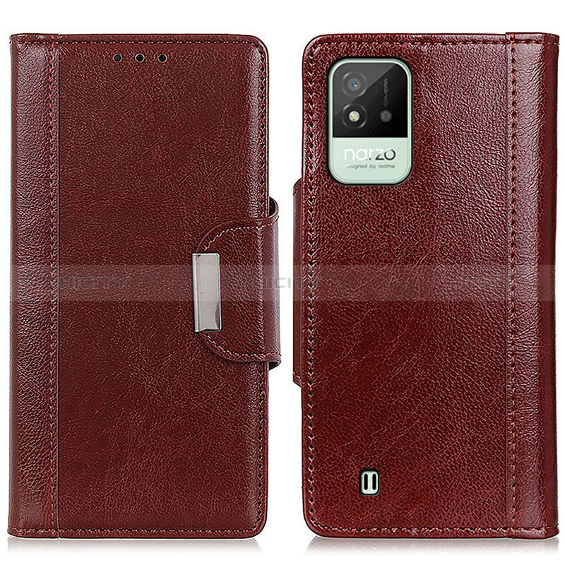 Coque Portefeuille Livre Cuir Etui Clapet M01L pour Realme C20 Marron Plus