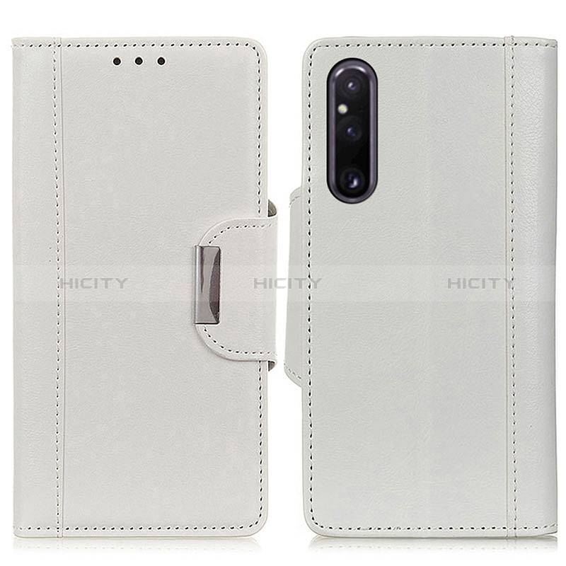 Coque Portefeuille Livre Cuir Etui Clapet M01L pour Sony Xperia 1 V Blanc Plus