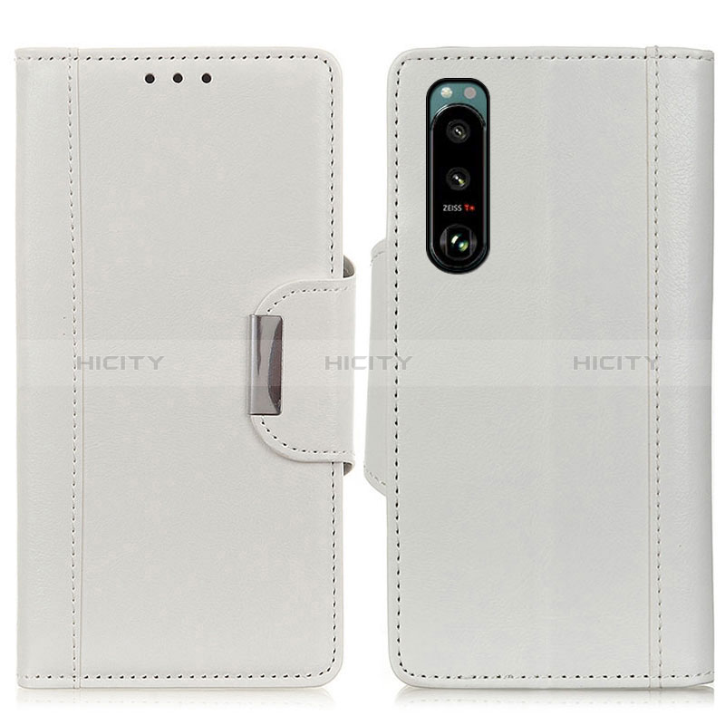 Coque Portefeuille Livre Cuir Etui Clapet M01L pour Sony Xperia 5 III Blanc Plus