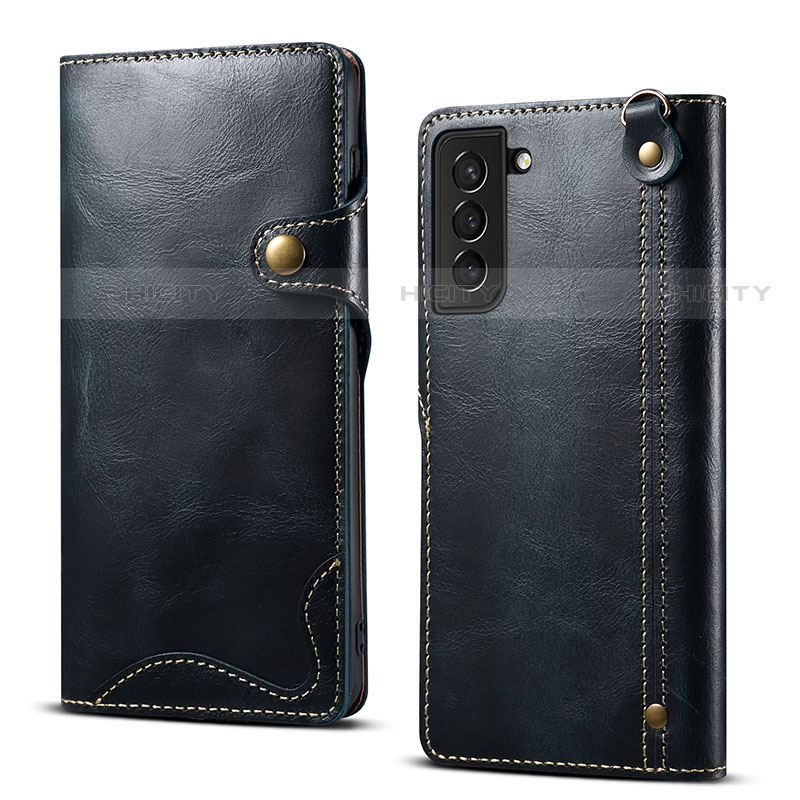 Coque Portefeuille Livre Cuir Etui Clapet M01T pour Samsung Galaxy S21 5G Bleu Plus