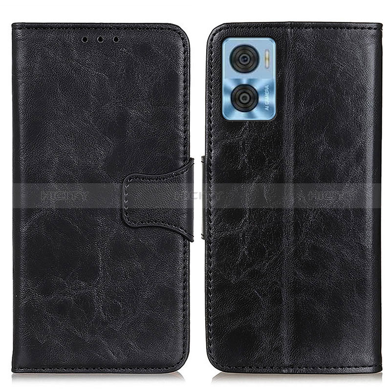 Coque Portefeuille Livre Cuir Etui Clapet M02L pour Motorola Moto E22 Noir Plus