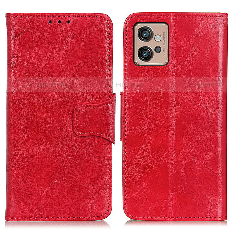 Coque Portefeuille Livre Cuir Etui Clapet M02L pour Motorola Moto G32 Rouge Plus