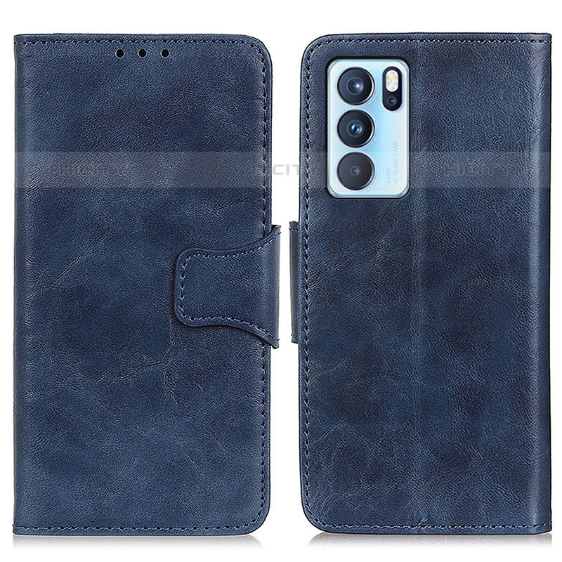 Coque Portefeuille Livre Cuir Etui Clapet M02L pour Oppo Reno6 Pro 5G India Bleu Plus