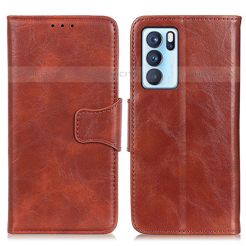 Coque Portefeuille Livre Cuir Etui Clapet M02L pour Oppo Reno6 Pro 5G India Marron Plus